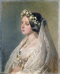 Queen Victoria in her wedding dress.